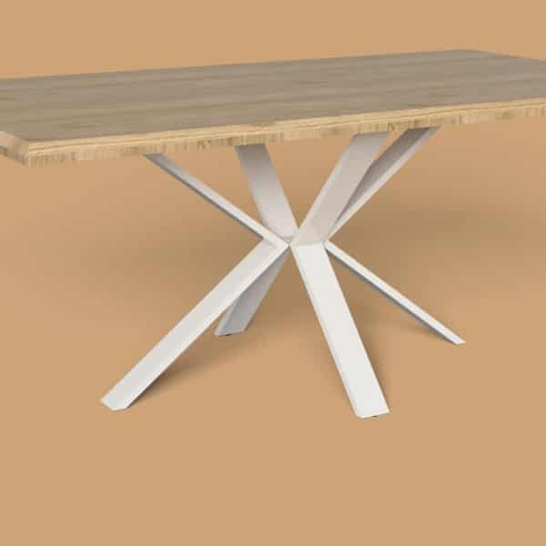 pied de table central blanc mikado plateau en chêne