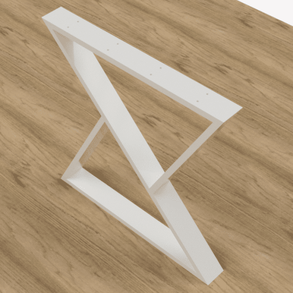 pied de table sablier déstructuré blanc du dessus