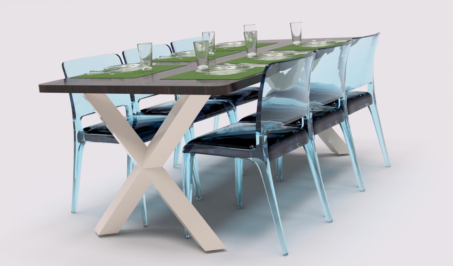 table de 200mc sur 100cm avec 6 couverts
