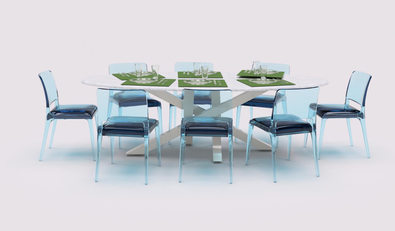 table a manger forme ovale de 220cm sur 100cm avec un pied de table en métal RIO mikado