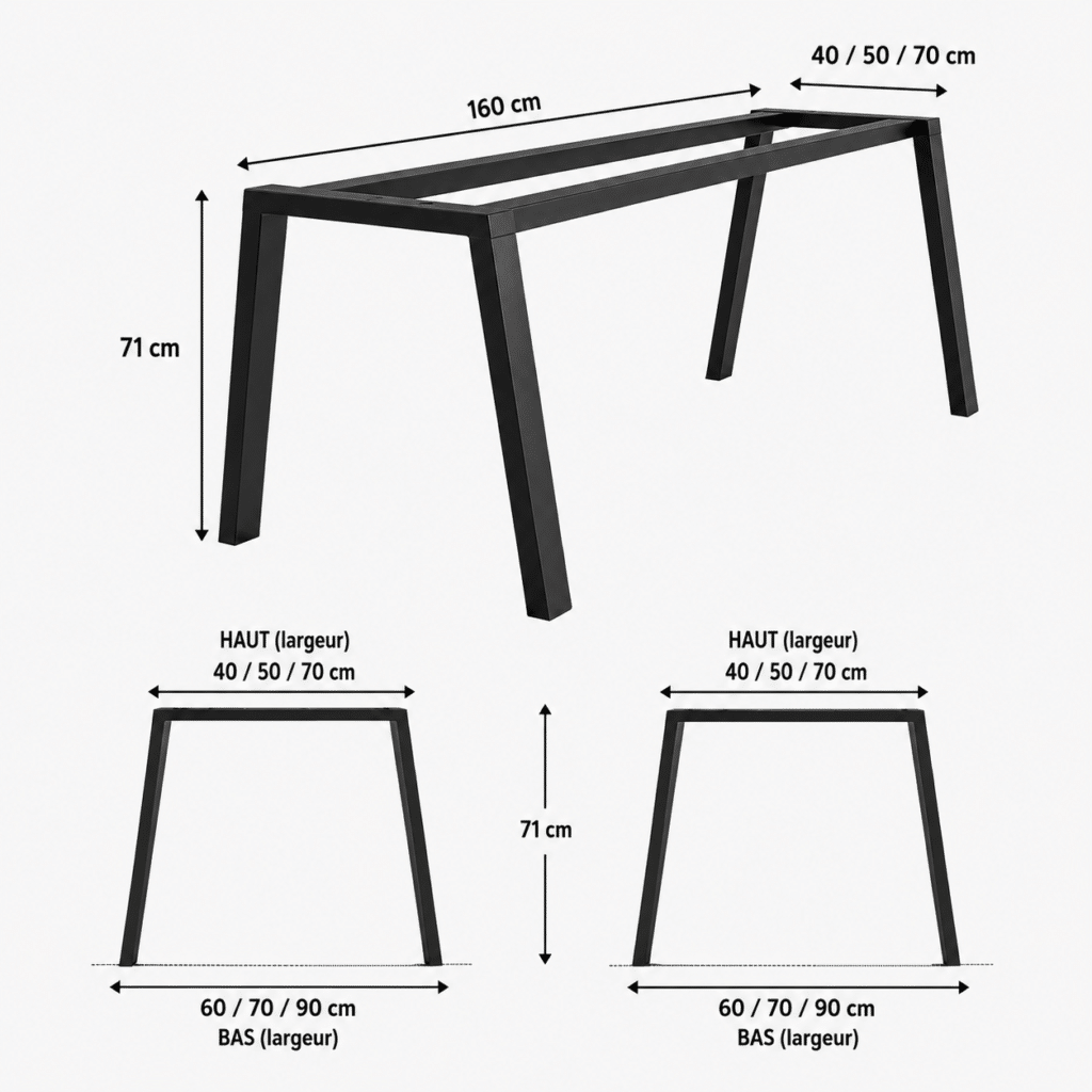 mesure pied de table central sofia