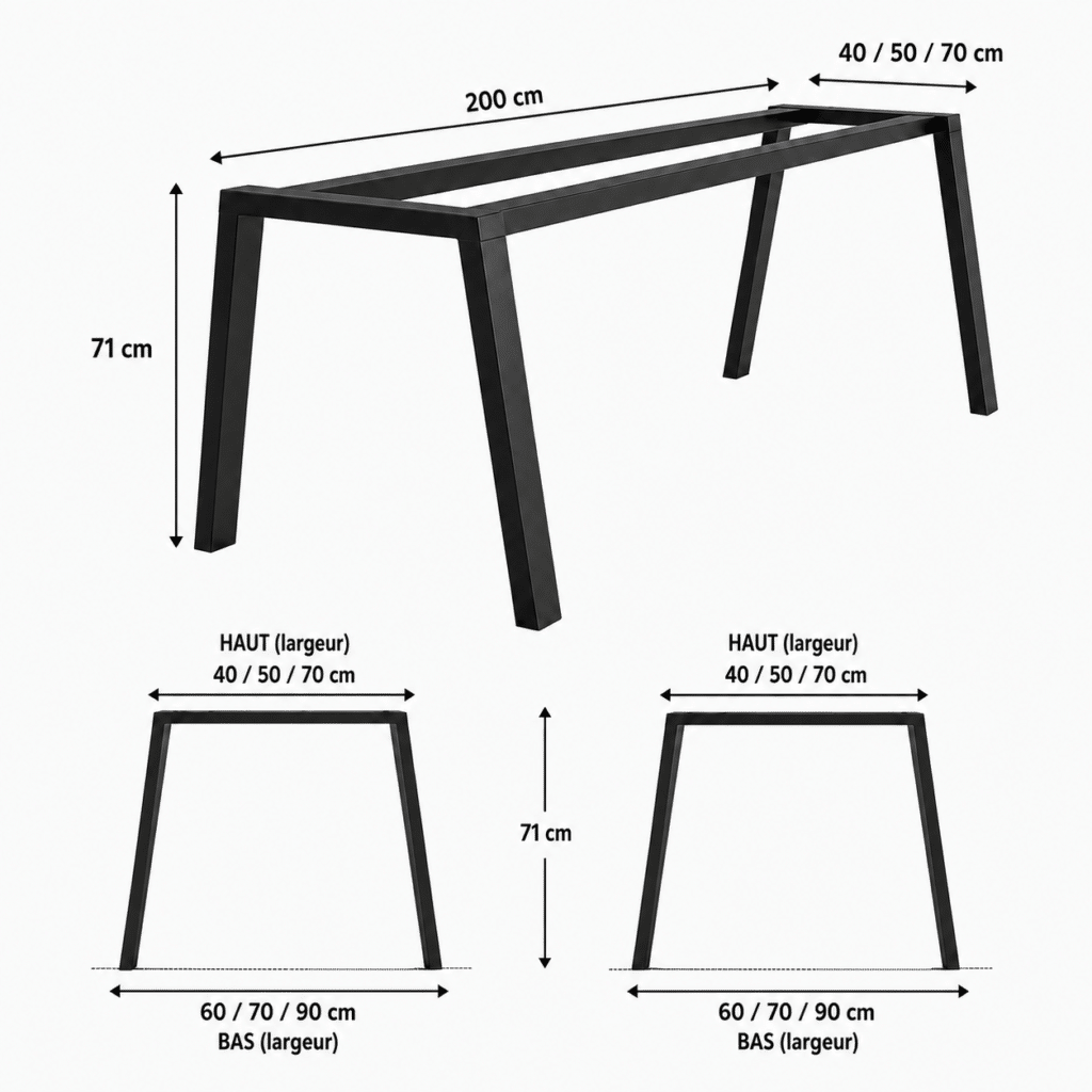 mesure pied de table central sofia